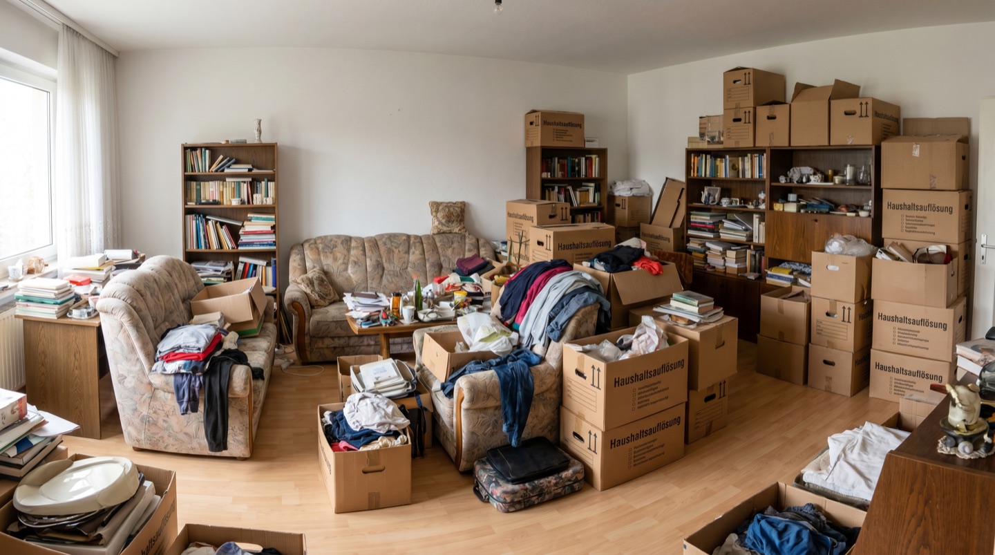 Vollgestellte Wohnung vor der Entrümpelung